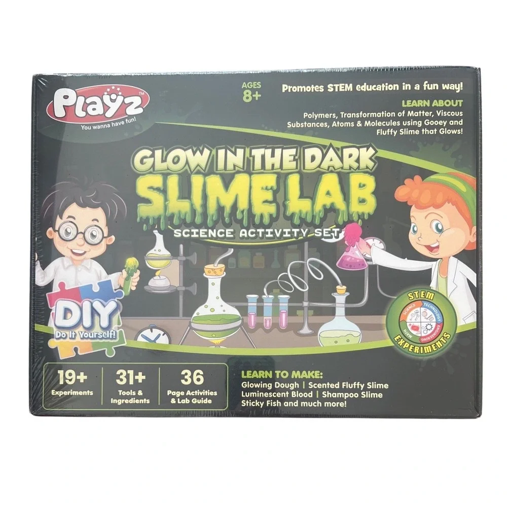 Glow In The Dark Slime Lab Science Activity Set For Ages 8+ Playz New